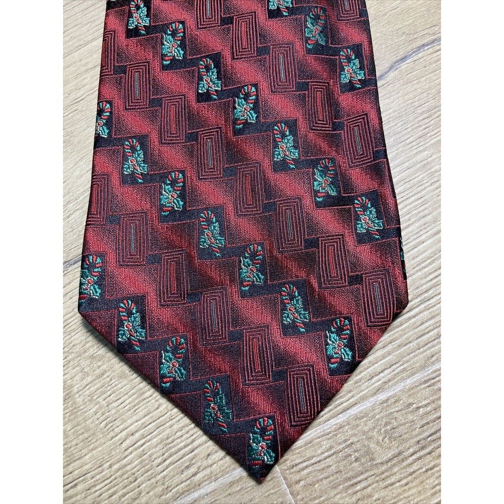 Christmas Necktie Silk Candy Canes nd Holly Holiday Traditions